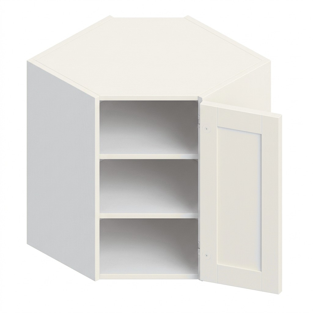 Wall Diagonal Corner 24"W x 42"H (Glass Door) - White Shaker