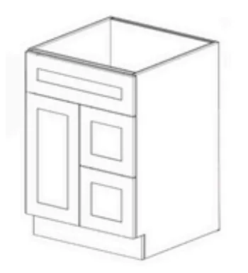 [SC-VDDB60-GKD] Shaker Cinder Vanity Cabinet 60" (3) Drawers On Both Sides